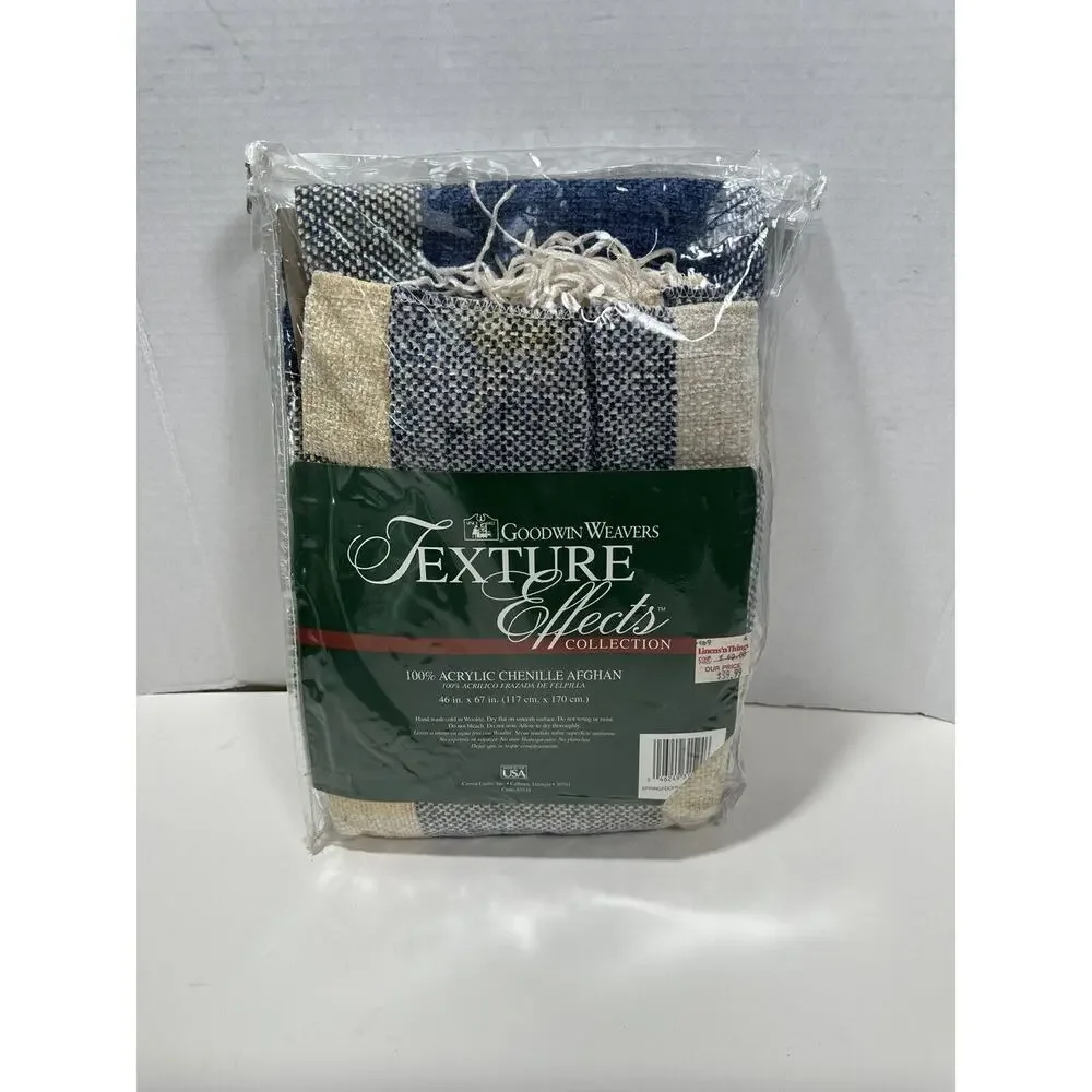 Goodwin Weavers‎ Vintage Chenille Afghan Throw W/Fringe Texture Effects 46”x67”